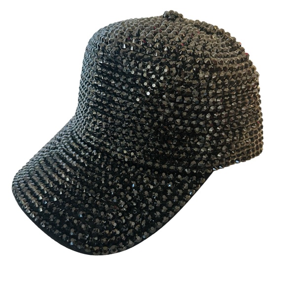 House Of Adornments Accessories - Jet black all over rhinestone ball cap total sporty glam!